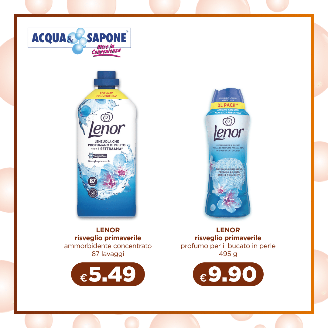 LENOR risveglio primaverile ammorbidente Ammorbidente concentrato Lenor profumazione risveglio primaverile 87 lavaggi. LENOR risveglio primaverile perle profumate Profumo per bucato Lenor risveglio primaverile in perle da 495 g.