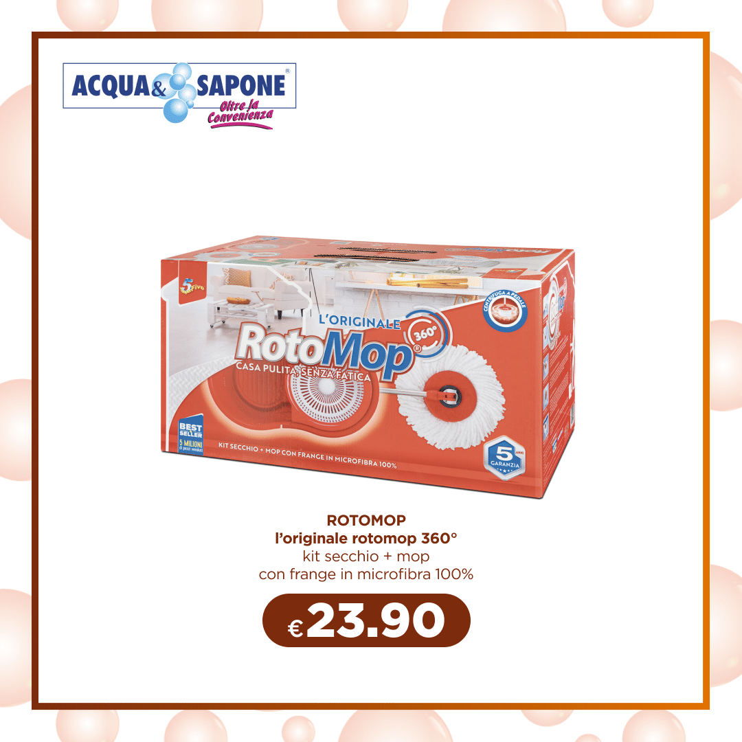 ROTOMOP 360° Kit lavapavimenti Rotomop con secchio e mop 100% microfibra