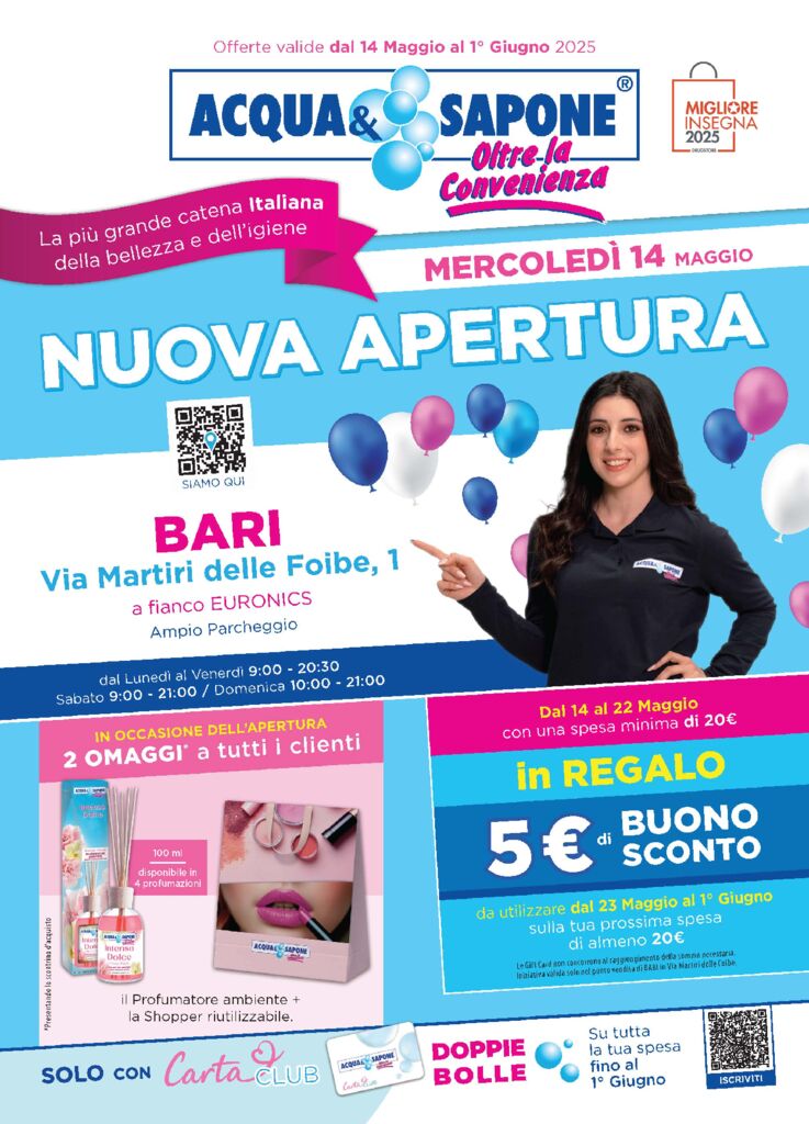 Volantino nuova apertura Bari