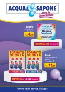 Volantino Acqua&Sapone dall'1 al 30 giugno