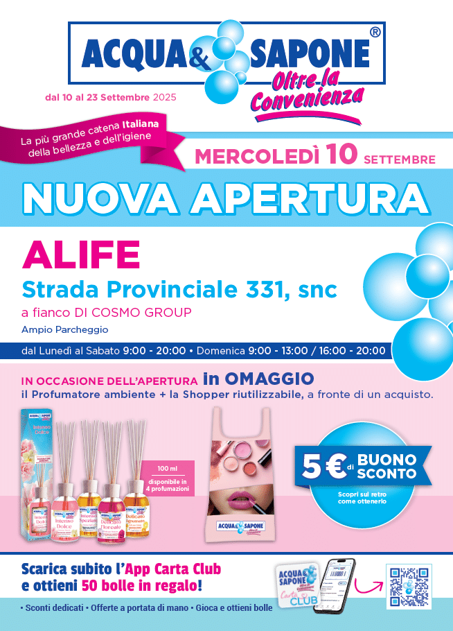 Volantino nuova apertura Alife