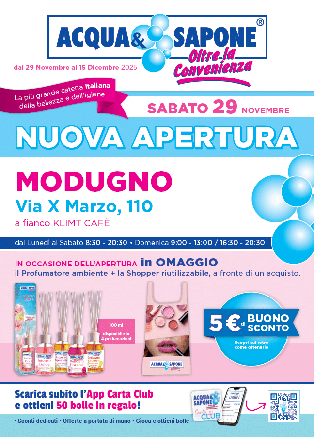 Volantino nuova apertura Modugno