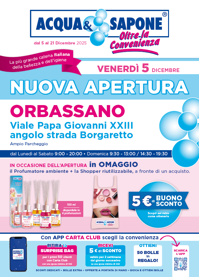 Volantino nuova apertura Orbassano