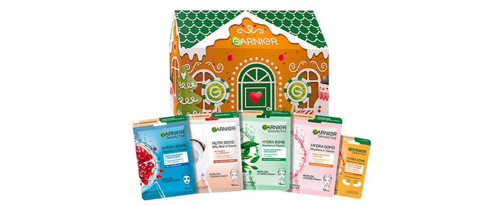 Cofanetto Natalizio di maschere in tessuto per il viso Garnier da Acqua & Sapone